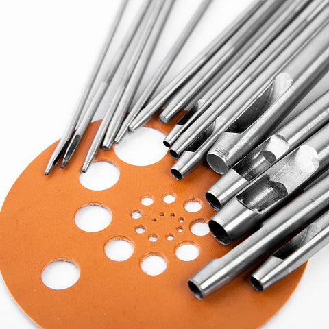 WUTA 5-15 Pcs Kit Hollow Punch Set Round Hole Punch Tool Steel Leather Craft Working for Watch Band,Fabric,Plastics,Gasket Belt