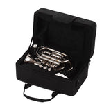 Mini Pocket Trumpet Bb Flat Brass Material Wind Instrument with Mouthpiece Gloves Cleaning Cloth Carrying Case