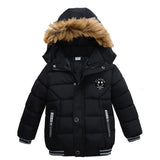 Outdoor Jacket For Boys Winter Hooded Zipper Outerwear Casual Baby Boys Velvet Thick Warm Coats Kids Clothing Fur Collar Parka