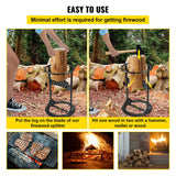 VEVOR Steel Firewood Splitter Woodworking Tools Manual Firewood Distributor Wedge Hatchet W/ Rubber Strip Firewood Distributor