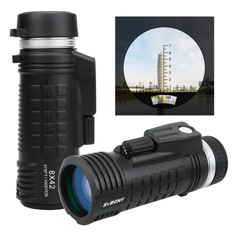 SVBONY SV42 Monocular Telescope Built-in Compass Rangefinder, 8x42 Monocular Compact Monocular, Single Hand Focus for Birdwatch