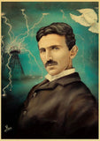 Vintage Poster and Prints Nikola Tesla Poster coil turbine lamp tower patent parchment paper style Art Painting Wall sticker