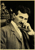 Vintage Poster and Prints Nikola Tesla Poster coil turbine lamp tower patent parchment paper style Art Painting Wall sticker