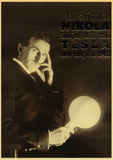 Vintage Poster and Prints Nikola Tesla Poster coil turbine lamp tower patent parchment paper style Art Painting Wall sticker