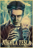 Vintage Poster and Prints Nikola Tesla Poster coil turbine lamp tower patent parchment paper style Art Painting Wall sticker