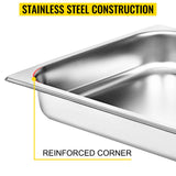 VEVOR Buffet Chafing Dishes 8.5L-20.5L Gastronorm Pans Steam Table Pans Tray Stainless Steel Food Container for Party BBQ Baking