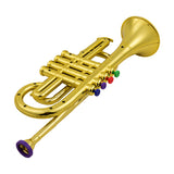 Trumpet Kids Musical Educational toy Wind Instruments ABS Metallic Gold Trumpet with 4 Colored Keys for Kids Children