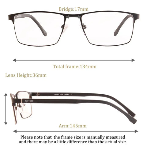 Men's glasses blue light blocking computer glasses myopia eyeglasses minus diopter see far clear  metal glasses frame for men