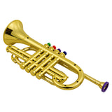 Trumpet Kids Musical Educational toy Wind Instruments ABS Metallic Gold Trumpet with 4 Colored Keys for Kids Children
