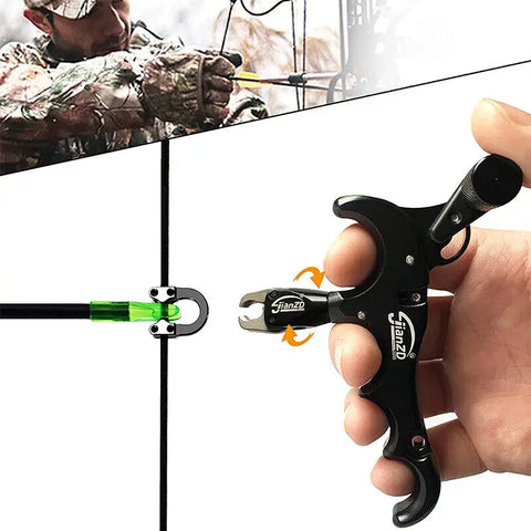 4 finger Metal release aid 360 Degrees Rotating Clamp archery caliper release composite bow archery arrow and bow release