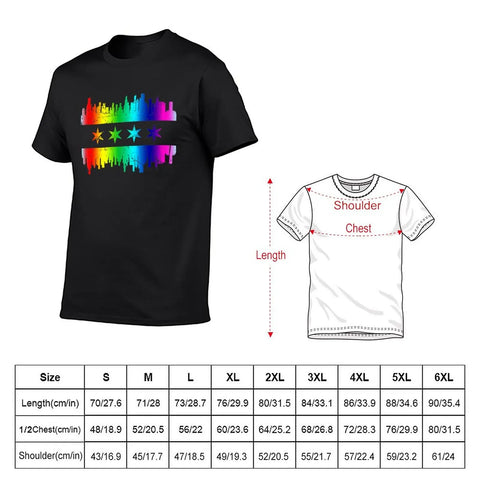 New Chicago Flag Skyline Lgbt Gay Pride Parade T-Shirt black t shirts Oversized t-shirt summer top men clothings