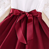 Princess Lace Dress Girl Christmas Winter Party Clothing Kids Bowknot Floral Wedding Dresses Children Spring Autumn Prom Costume