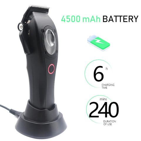 Professional Hair Clipper Hair Cutting Machine Electric Men's Trimmer with Seat Charger 8000RPM DLC Coated Blades New Model
