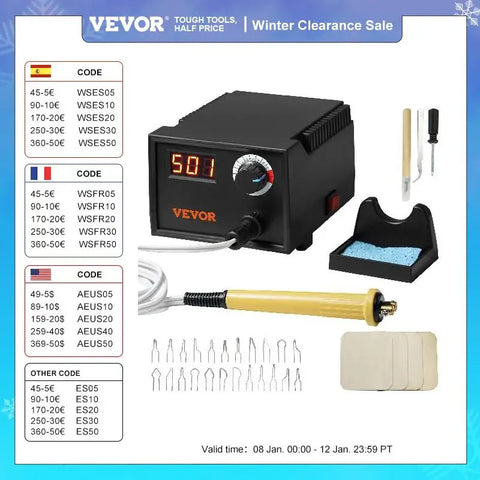 VEVOR Wood Burning Tool Kit with Adjustable Temperature