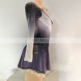 LIUHUO Women Aldult Girl Customize Costume Performance Competition Leotard Ice Figure Skating Dress Dance Grey Teens Gradient