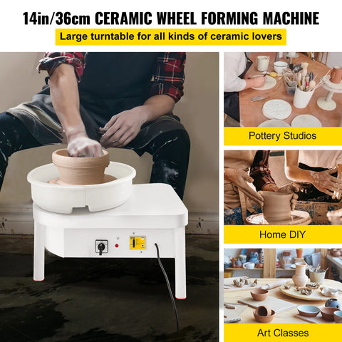VEVOR Pottery Wheel 14in/36cm Pottery Forming Machine with Foot Pedal Pottery Wheel for Adults 450W Electric Pottery Wheel