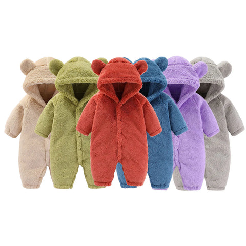 0-12M Newborn Baby Rompers Autumn Winter Warm Fleece Baby Boys Girl Costume Baby Girls Clothing Animal Overall Baby Jumpsuits