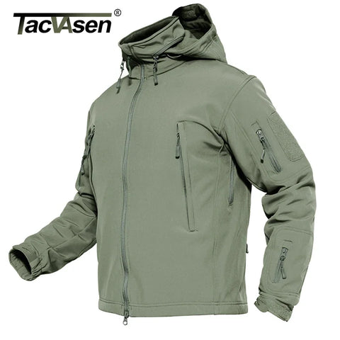 TACVASEN Winter Soft shell Water Resistant Fleece Lined Jackets Mens Hiking Tactical Waterproof Jacket Coat Clothing Windbreaker