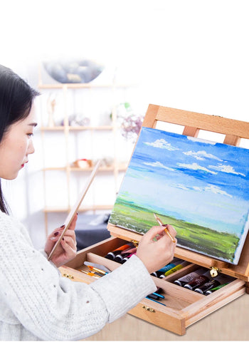 Portable Wooden Table Easels for Painting Artist Kids Sketch Drawer Box Desktop Laptop Accessories Suitcase Paint Art Supplies