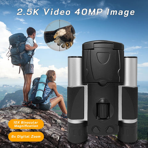 2.5K 40MP Digital Camera Binoculars with 2.0" LCD Screen 8X Zoom Video Photo Recording Telescope for Outdoor Camping Bird Watchi