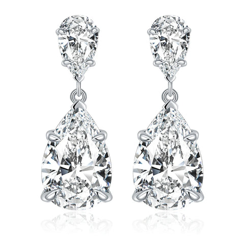Wong Rain Classic 100% 925 Sterling Silver VVS1 3EX 7*11MM Real Moissanite Diamonds Water Drop Earrings Jewelry Anniversary Gift