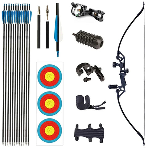 45/50lbs Metal Reverse Bow and Arrow Left and Right Hand Universal 52.75in Archery Bow Outdoor Hunting Shooting Accessories