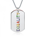 Stainless Steel LGBT Gay Lesbian Love Pride Necklaces Enamel Rainbow Flag Double Pendant Necklace