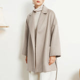 Pure Cashmere Loose Short Style Solid Color Double-Sided Water Ripple Pattern Cashmere Jacket For Women's Clothing