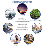Titanium Tableware Ultralight Outdoor Portable Knife Fork Spoon Cutlery Camping Equipment Family Hiking Travel Flatware Set