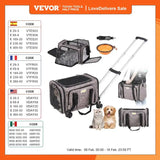 VEVOR Pet Cat Carrier Breathable Outgoing Dog Carry Backpack with Telescopic Handle Wheels and Shoulder Strap for Travel Trip