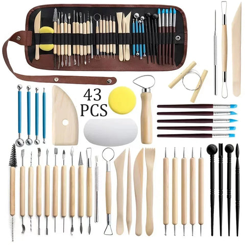 Pottery Clay Sculpting Tools Kit 43 Pcs/Set Ceramic Wax Clays Carving Tool for Art Craft Pottery Sculpting Modeling Tool Kit DIY