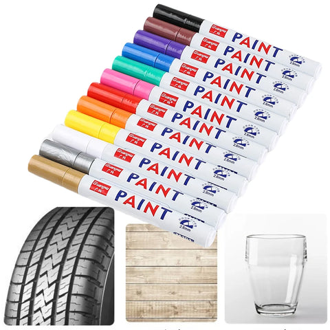 1/ 2Pcs Permanent Paint Pens White Markers 12 Color Oil Based Medium Tip Waterproof Marker Pen for Metal, Rock Wood, Fabric Mugs