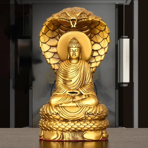 Pure Copper Shakyamuni Home Buddha Hall Crafts Copper Buddha  Statue Home Living Bedroom Feng Shui Ornaments