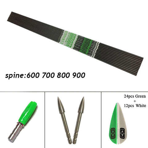 +/-0.001 Arrows Archery Spine 350 - 1000 ID4.2mm Carbon Arrows Shaft V1 V3 Vanes Recurve Bow LongBow Hunting Shooting 12Set