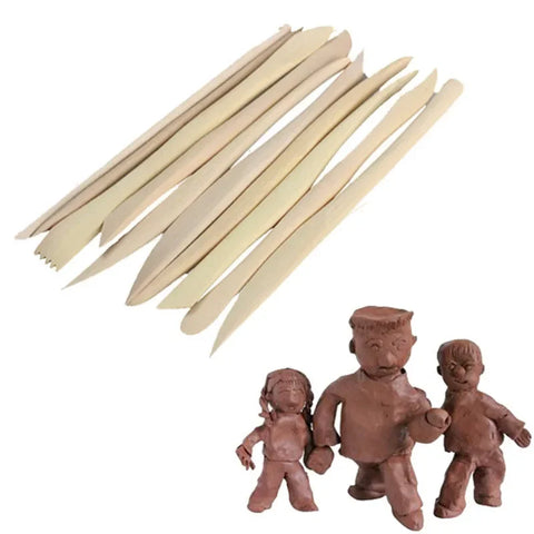 10Pcs/Set Carving Crafts Wooden Clay Sculpture Knife Pottery Sharpen Modeling Little Figurines Pottery Tools
