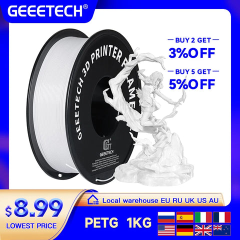 GEEETECH 1Kg 1.75mm PETG Filament For 3D Printer Filament Vacuum Packaging Overseas Warehouses Fast Ship