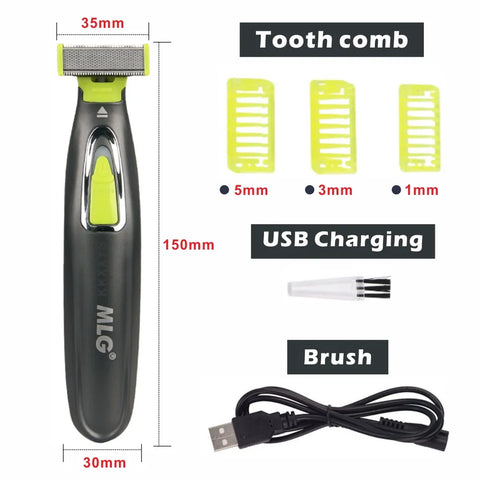 MLG Washable Rechargeable Electric Shaver Beard Razor Body Trimmer Men Shaving Machine Hair Face Care Cleaning