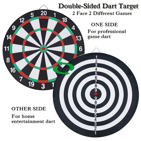 12/15/17 inch Paper Dartboard Two Games Design with Steel-Plastic Darts for Adults Teens Family Bars Office Leisure Sport