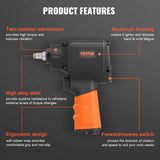 VEVOR Air Impact Wrench 3/8 Inch Square Drive 690ft lbs Pneumatic Impact Gun Tire Removal Tool for Auto Repairs and Maintenance
