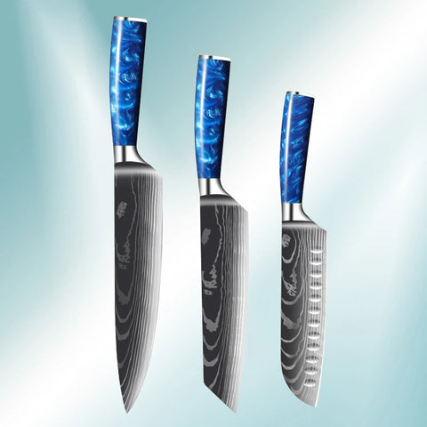 Professional Japanese Chef Knife Set High Carbon Stainless Steel Fish Slicing Santoku Knife Butcher Meat Cleaver Kitchen Knvies