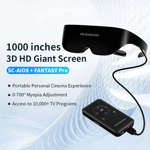 VR shineccon SC-AI08 Pro XR Smart Glasses All-In-One 3D Glasses 700° Myopia Adjustment 1000inch Screen for Watch TV Play Game