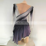 LIUHUO Women Aldult Girl Customize Costume Performance Competition Leotard Ice Figure Skating Dress Dance Grey Teens Gradient