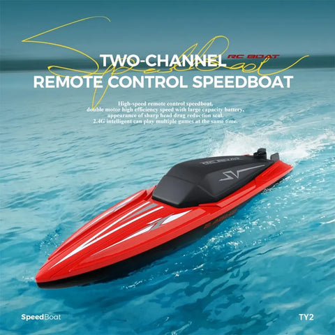 TY2 RC Speedboat 25KM/H Waterproof Dual Motor 2.4G High Speed Racing Boat Model Electric Radio Control Outdoor Boat Gifts Toys