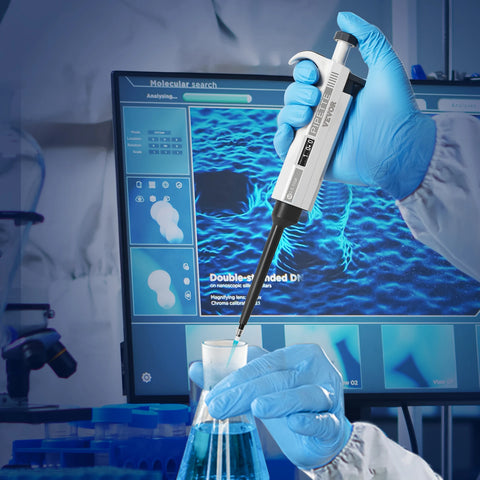 VEVOR Pipette Kit 3 Single Channel Pipetteswith 3 Tips 0.5-1000 Pipettor Adjustable Volume School Lab Instruments for Labtory