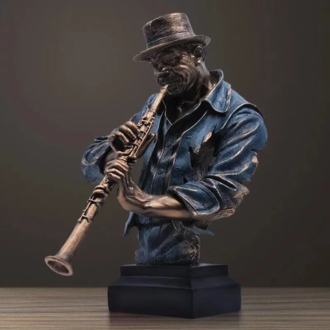 Resin Retro Crafts Cast Copper Music Figure Statue Band Sculpture Decorations Home Living Room Bar Furnishings Floor Sculpture