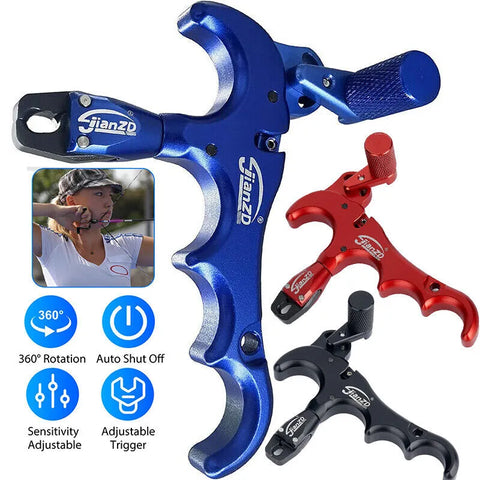 4 finger Metal release aid 360 Degrees Rotating Clamp archery caliper release composite bow archery arrow and bow release