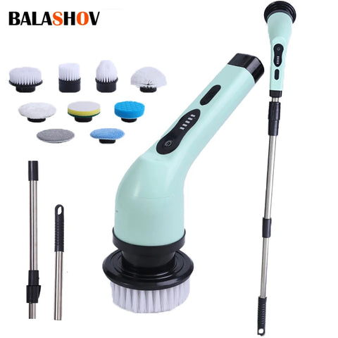 9-in-1 Multifunctional Wireless Electric Cleaning Brush Household Kitchen Bathroom Brush USB Handheld Rotating Cleaning tools