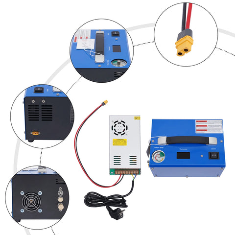 Portable PCP Air Compressor Auto-shutoff 4500Psi/30Mpa Water/Oil-Free with Power Converter and Oil-Moisture Filter