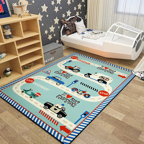 Children's Play Crawl Mat Road Traffic Route Map Carpet Living Room Sofa Coffee Floor Mats Home Decoration Traffics Sign Mats