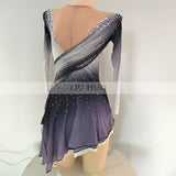 LIUHUO Women Aldult Girl Customize Costume Performance Competition Leotard Ice Figure Skating Dress Dance Grey Teens Gradient